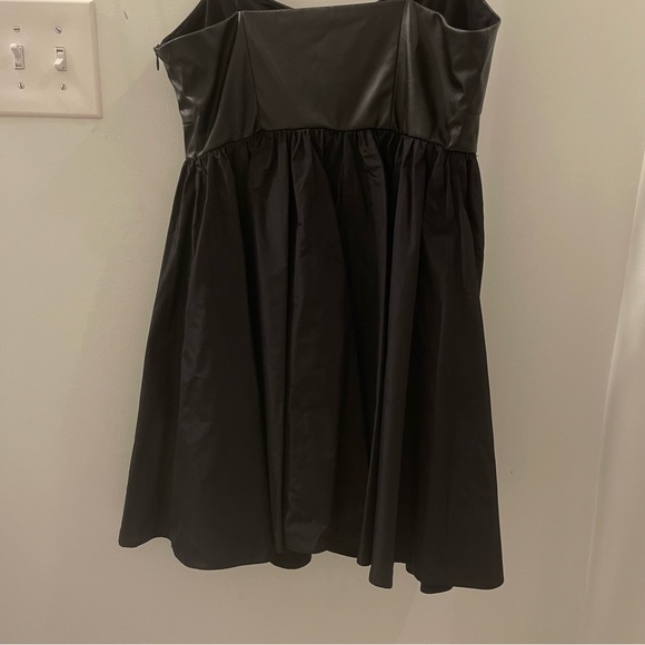 ZARA Sweetheart Neckline Black Faux Leather Combination Mini Dress - Picture 8 of 15